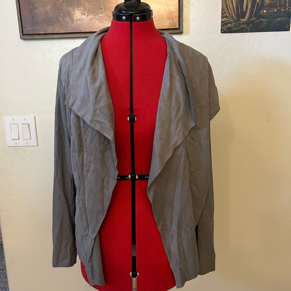 Philosophy Republic Clothing Women Gray Cardigan /Faux Leather